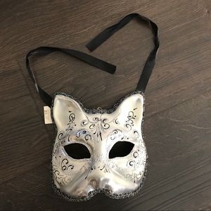 Authentic silver cat mask made in Venice Italy